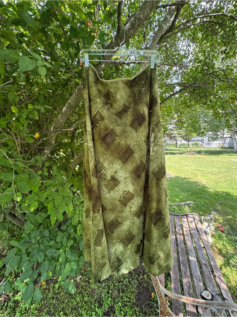 Tribal Olive Green and Brown Maxi Skirt